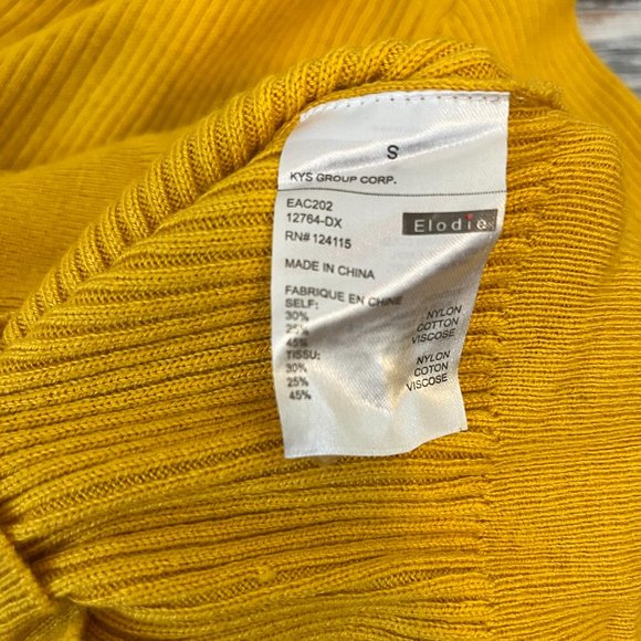 Nordstrom Elodie Mustard Yellow Ribbed Faux Wrap Sweater Small - Picture 7 of 10